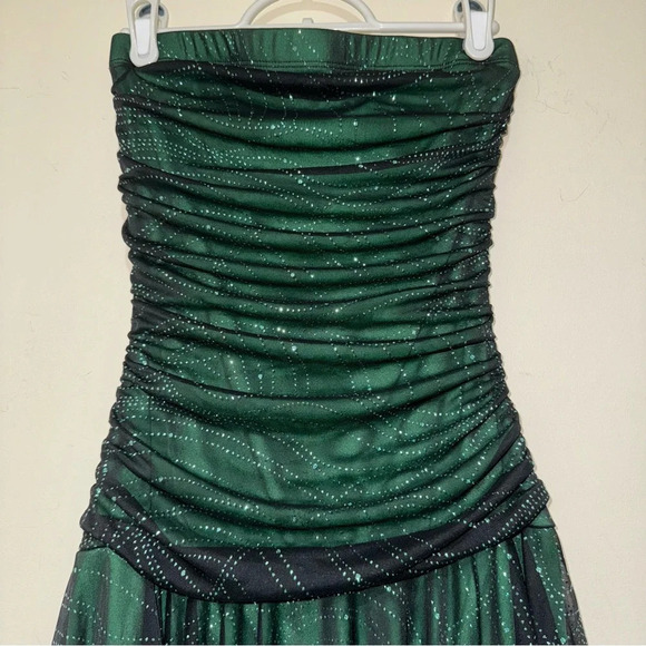 Women’s Jessica Y2K Green Black Sparkle Mesh Tube Top Party Formal Dress Size: 6 - Picture 4 of 15